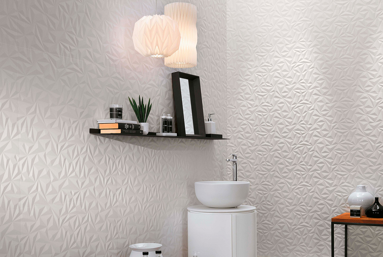 Плитка для стен 3D WALL DESIGN ANGLE WHITE MATT 40x80 см